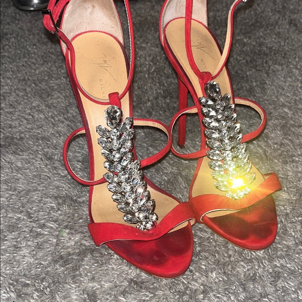 Giuseppe Zanotti Red Heels with Crystal Accents - Picture 6 of 10